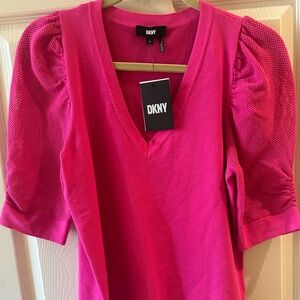 DKNY Shocking Pink Sweater, medium length Sleeve, Medium, New with Tag